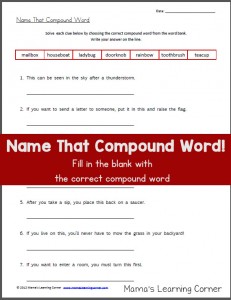 Name that Compound Word Worksheet