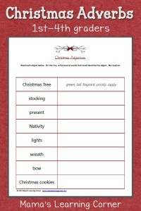 Christmas Adjectives Worksheet: Free printable for 1st-4th graders