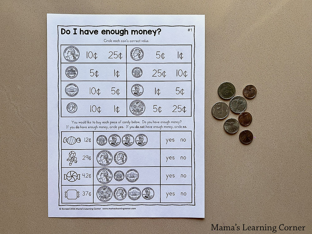 Do I Have Enough Money Comparison Worksheet for Kids - Mamas Learning Corner money comparison worksheet for kids