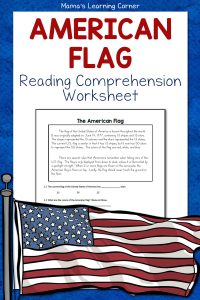The American Flag Reading Comprehension Worksheet