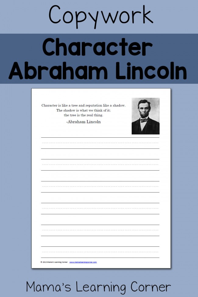 Abraham Lincoln Copywork Quote - Character