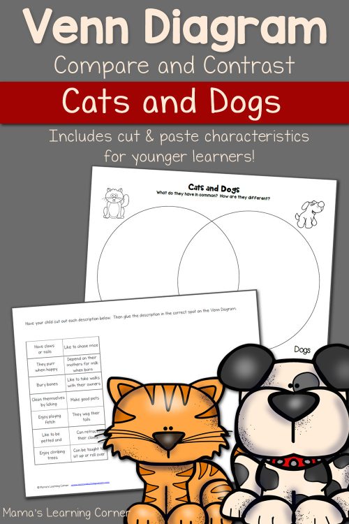 Cats and Dogs Venn Diagram Worksheet Mamas Learning Corner