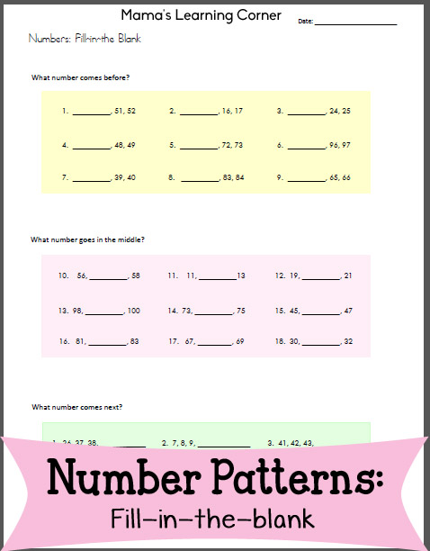 Number Patterns: Fill in the Blank