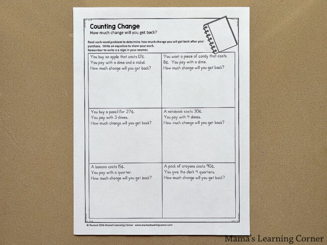 Counting Change Worksheets for Kids (Free Printable) - Mamas Learning ...