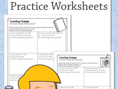 Counting Change Worksheets for 2nd and 3rd Grades