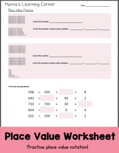 Place Value Worksheet