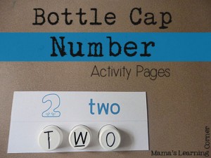 Bottle Cap Number Activity Pages