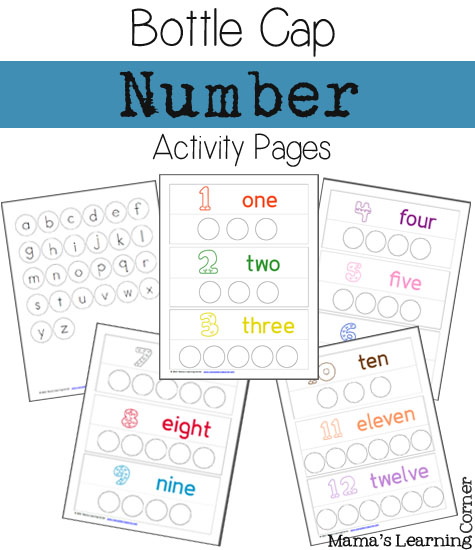 Bottle Cap Number Pages 1 through 12