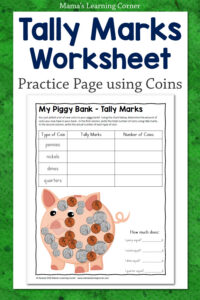 Tally Marks Worksheets using coins