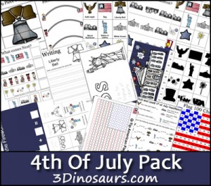 4th of July Printable Packet from 3 Dinosaurs