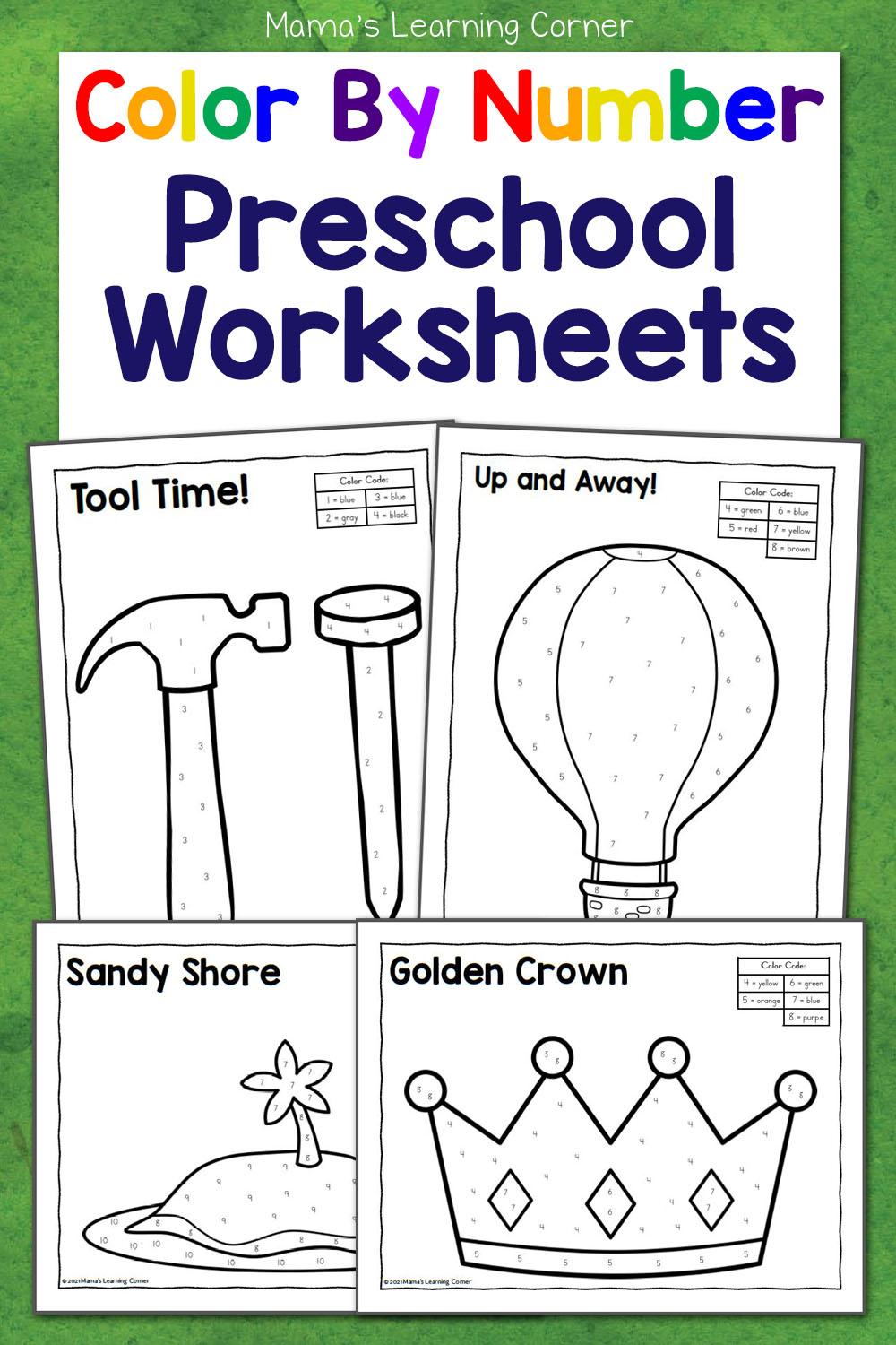 Color By Number Preschool Worksheets - Mamas Learning Corner