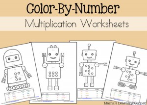 Multiplication Color By Number Worksheets for 2nd Graders