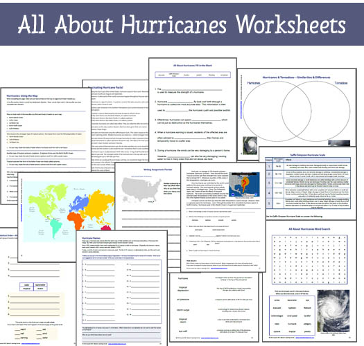 All About Hurricanes Worksheets - 14 exclusive hurricane-themed worksheets from Mama's Learning Corner
