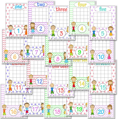 Number Graph Worksheets for Numbers 1-20