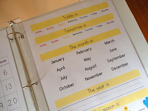 Preschool Calendar Notebook Pages Pages