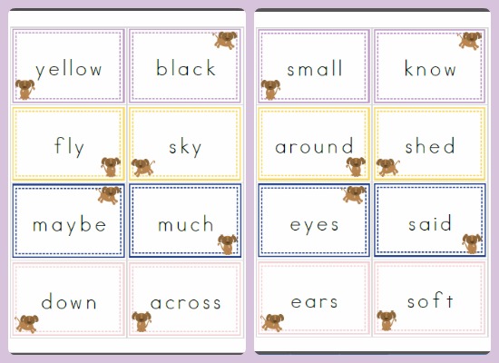 Sophie's Window Printable Vocabulary Cards