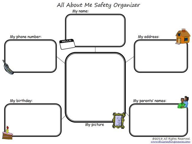All About Me Safety Organizer