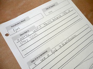 Definition Worksheet for 1st - 4th graders