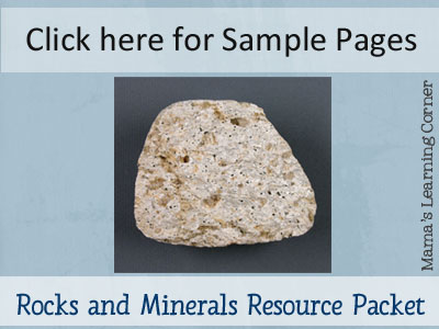 Rocks and Minerals Sample Pages - Free peek at pages included in this packet