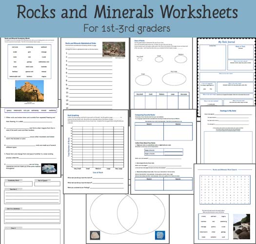 11 exclusive Rocks and Minerals Worksheets for 1st-3rd graders from Mama's Learning Corner