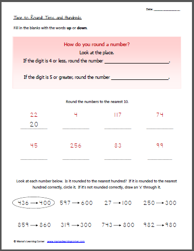 Rounding To Tens And Hundreds Worksheet