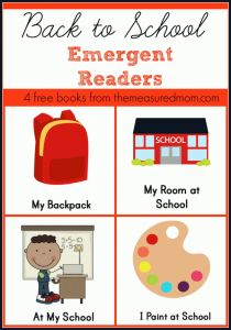 4-set download of Back to School Emergent Readers from The Measured Mom