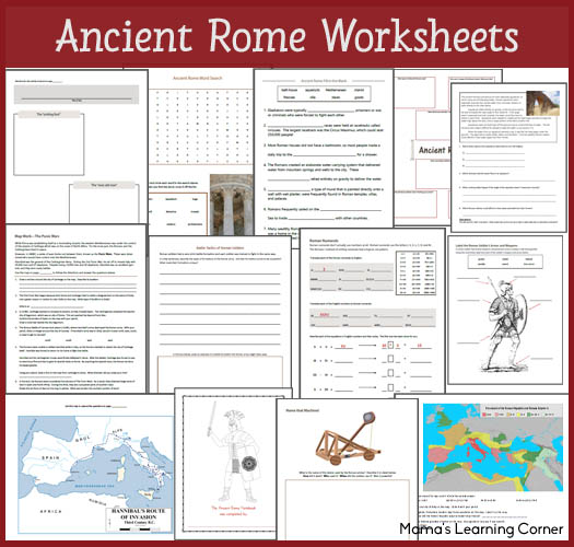 16-page Ancient Rome Worksheet Packet for 1st-3rd Graders