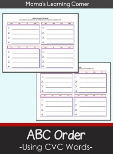 ABC Order with CVC Words - set of 2 worksheets