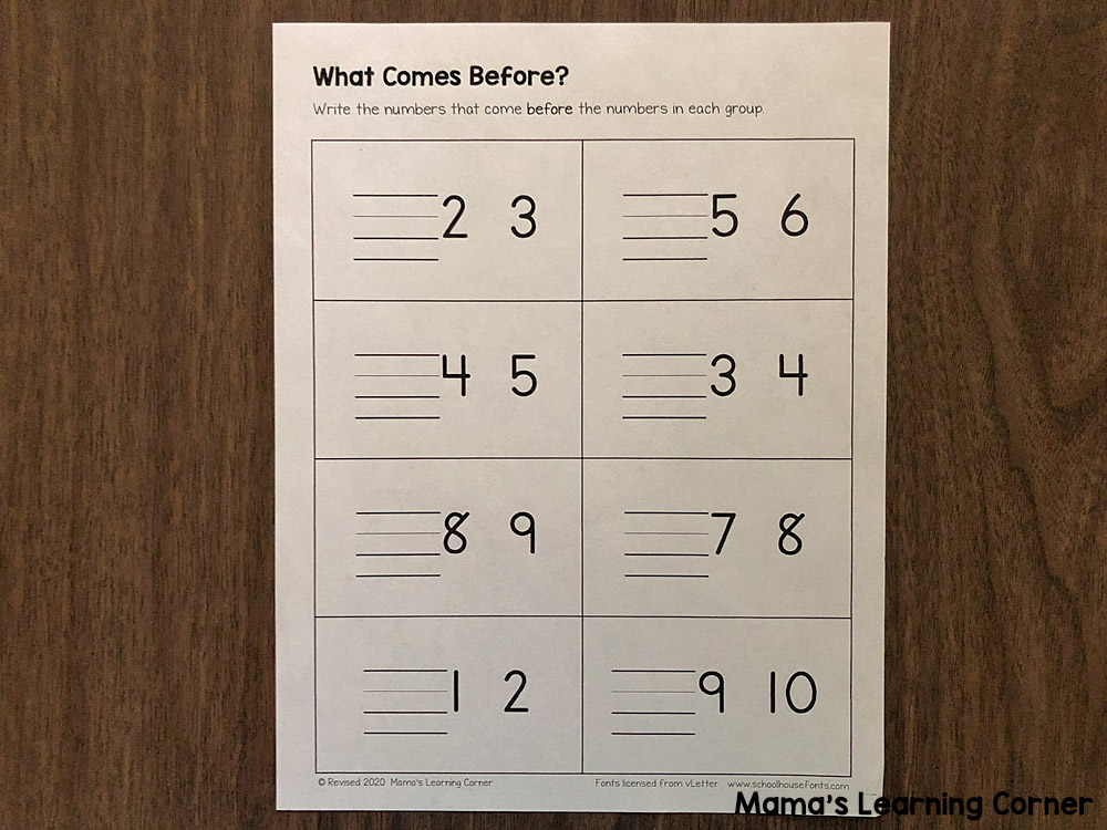 what comes before between and after counting worksheets mamas learning corner