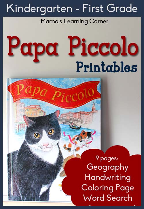 9-page set of Papa Piccolo Printables for Kindergarten-First Grade