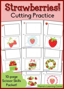 Strawberry Cutting Practice Worksheets