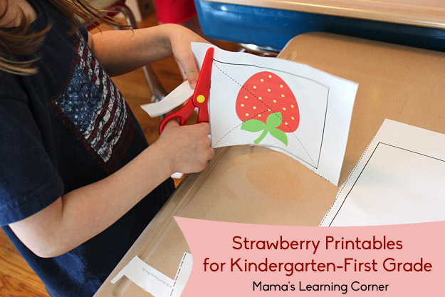 Free Strawberry Cutting Practice Worksheets for Preschool-First Grade