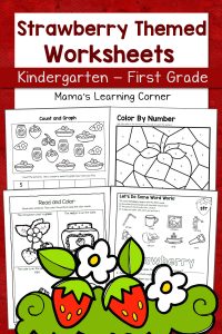 Strawberry Worksheets for Kindergarten and First Grade