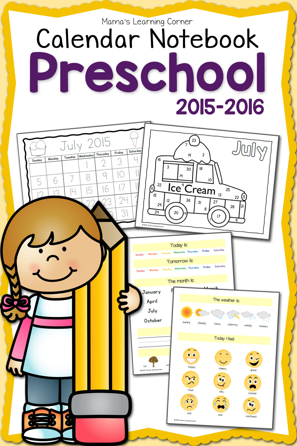 Preschool Calendar Notebook 2015 2016 - Can A 4 Year Old Start Kindergarten