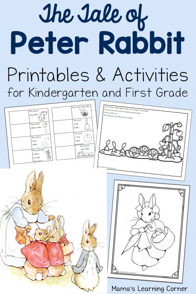 The Tale of Peter Rabbit Printables & Activities for Kindergarten and First Grade text with image examples of pages