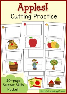 Free Cutting Practice Worksheets: Apples!