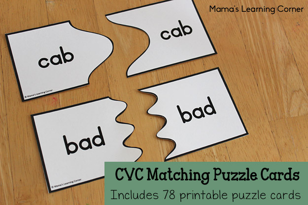 CVC Matching Puzzle Cards: 78 Printable Cards