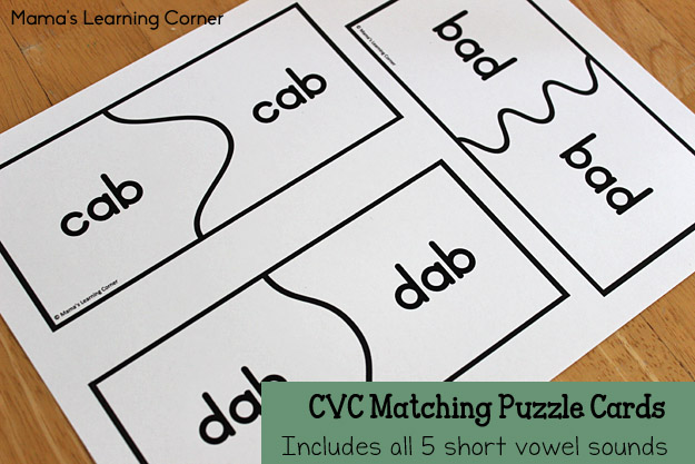 CVC Matching Puzzle Cards All 5 Short Vowel Sounds