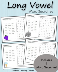 4-page set of Free Long Vowel Word Searches