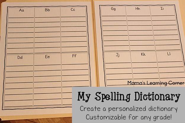 My Spelling Dictionary: Free Printable