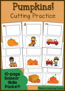Pumpkin Cutting Practice: 10 pages of free printables!