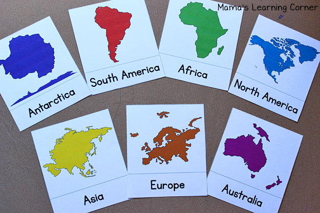 Continent Cards: Free Printables to learn the continents