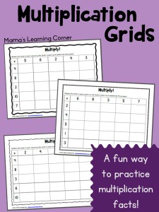 Multiplication Grids: Free Worksheets to practice multiplication facts