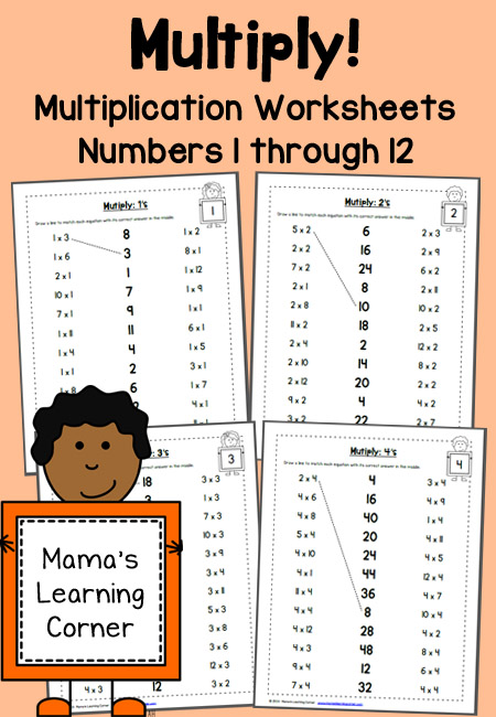 Multiplication Worksheets- Numbers 1 through 12