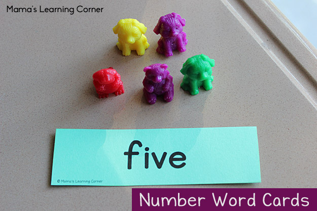 Number Word Cards with Counters