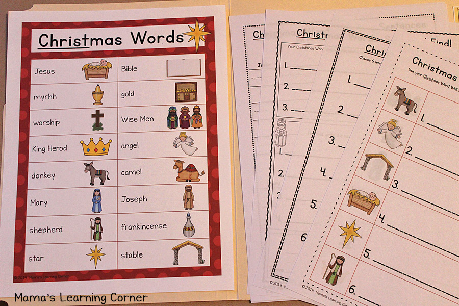 Christmas File Folder Word Wall : Vocabulary List