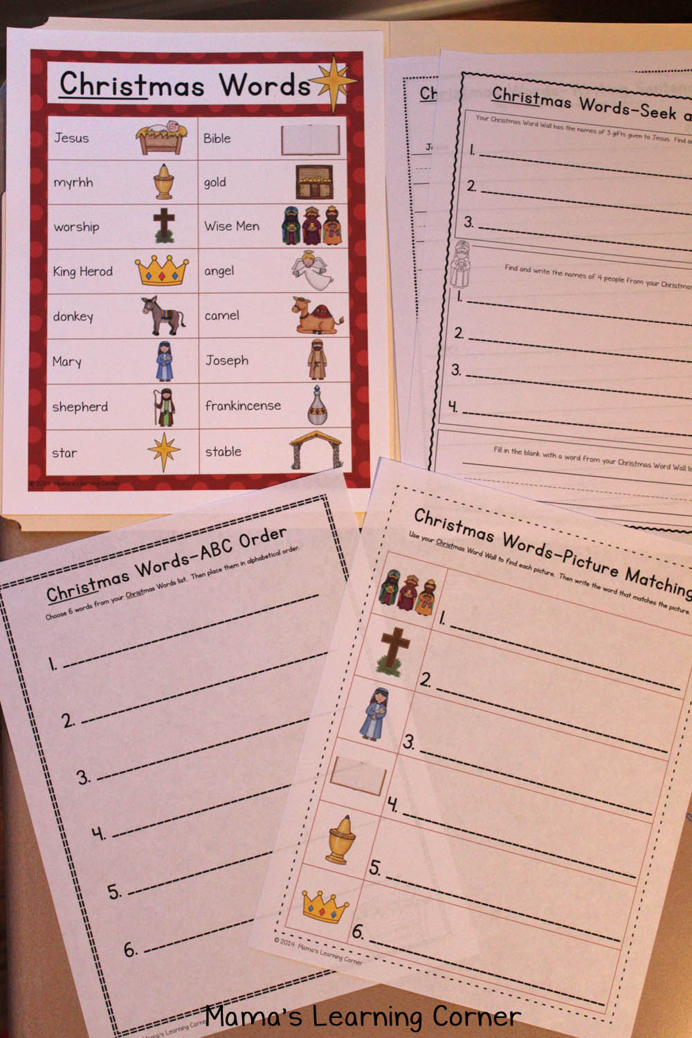 Christmas File Folder Word Wall Mamas Learning Corner