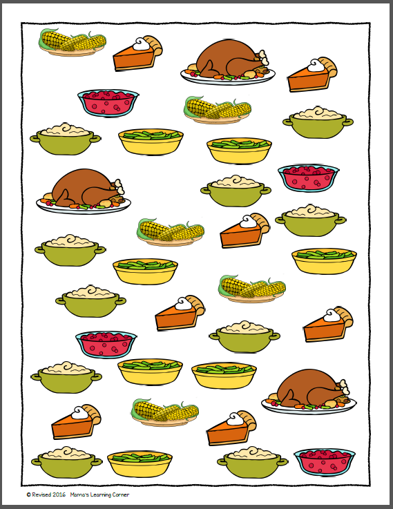 Thanksgiving Picture Bar Graph Worksheets