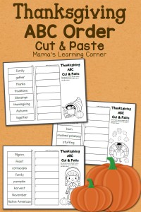 Thanksgiving ABC Order: Cut and Paste Worksheet