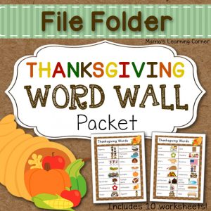 Thanksgiving File Folder Word Wall